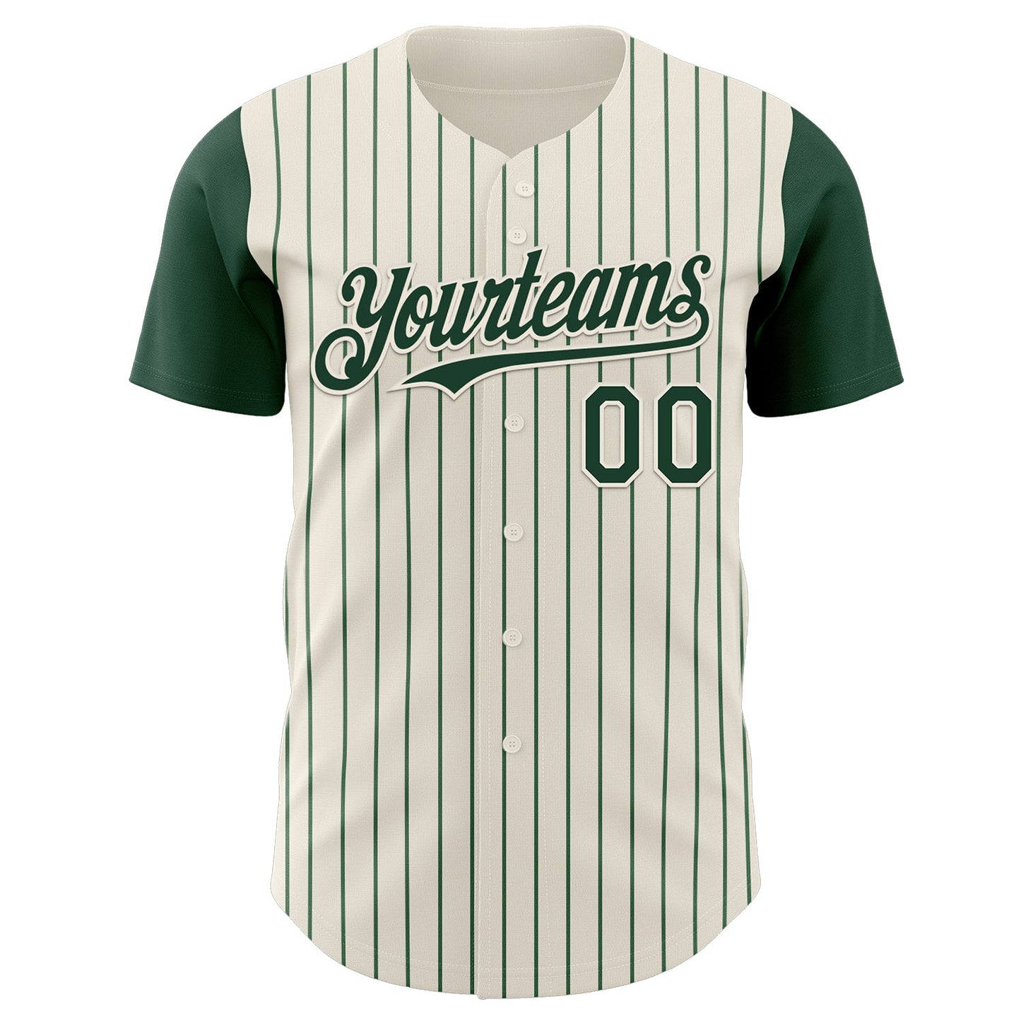 Custom Cream Green Pinstripe Green Authentic Two Tone Baseball Jersey