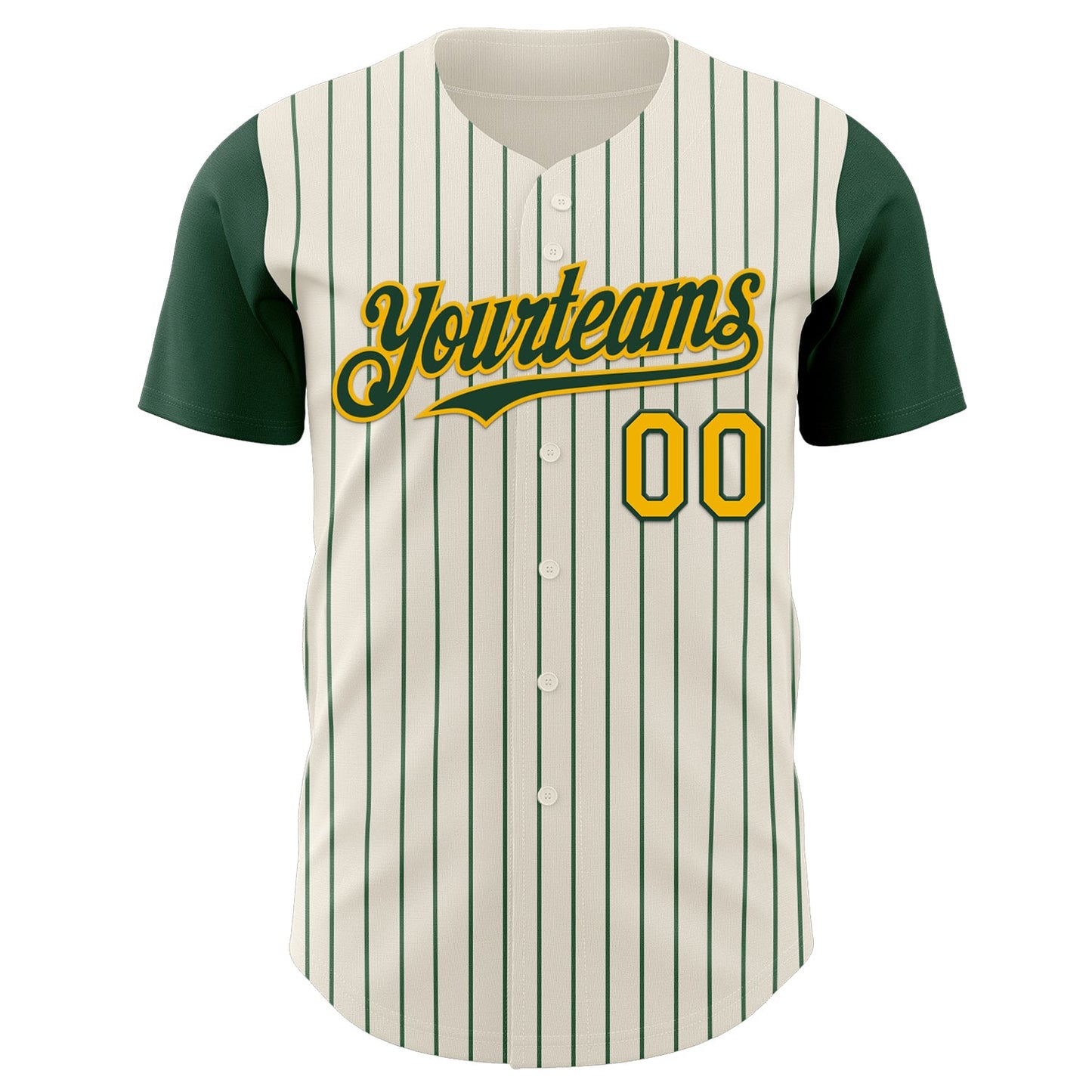 Custom Cream Green Pinstripe Gold Authentic Two Tone Baseball Jersey