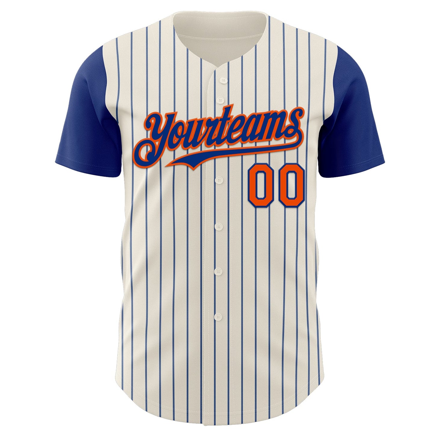 Custom Cream Royal Pinstripe Orange Authentic Two Tone Baseball Jersey