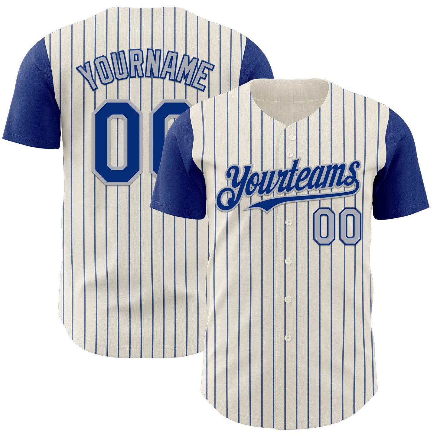 Custom Cream Royal Pinstripe Gray Authentic Two Tone Baseball Jersey