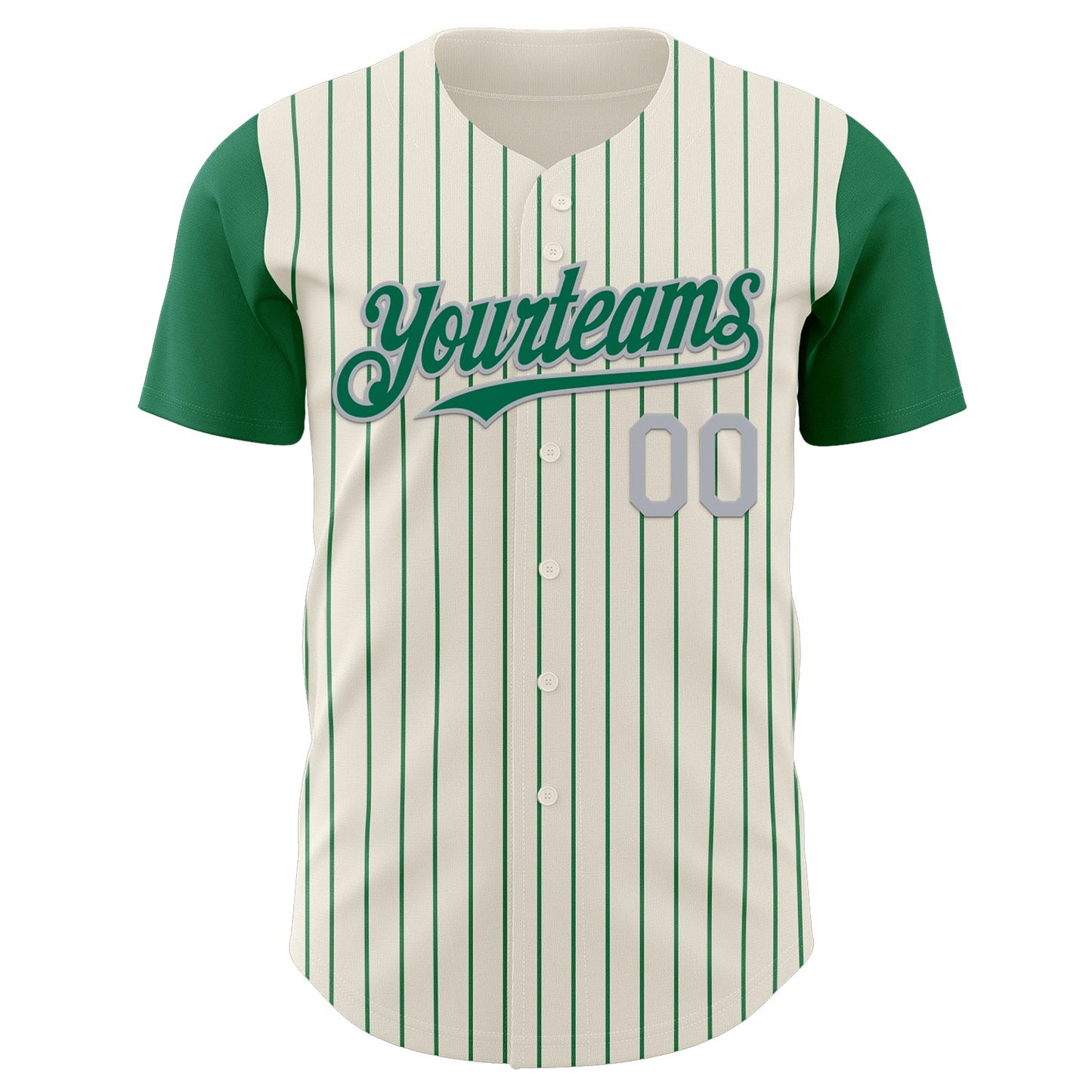 Custom Cream Kelly Green Pinstripe Gray Authentic Two Tone Baseball Jersey