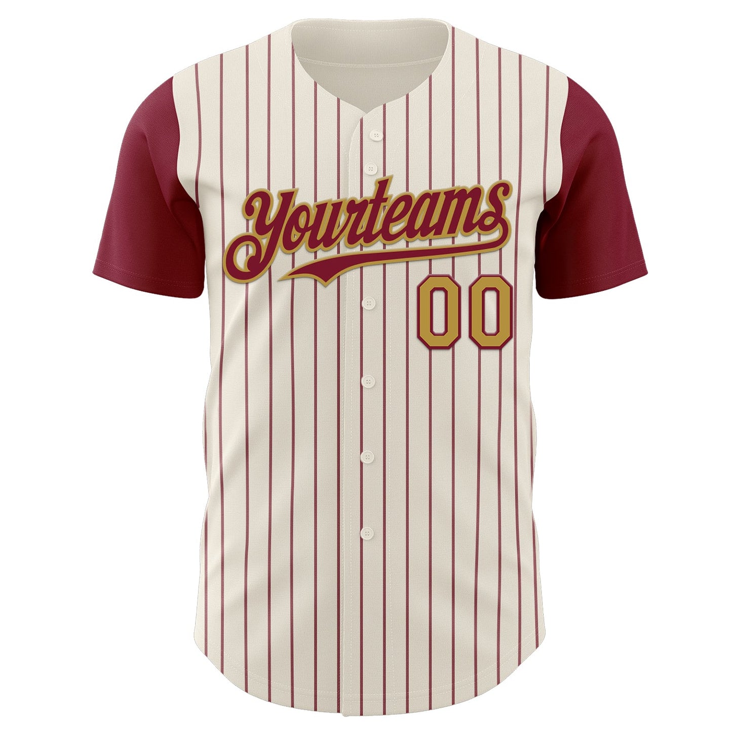 Custom Cream Crimson Pinstripe Old Gold Authentic Two Tone Baseball Jersey