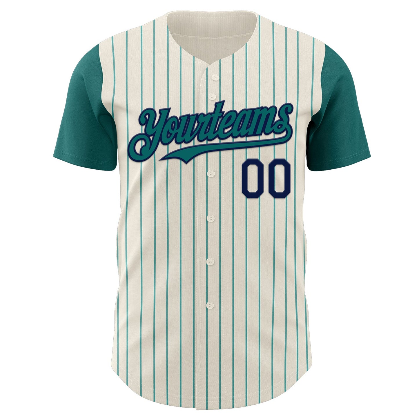 Custom Cream Teal Pinstripe Navy Authentic Two Tone Baseball Jersey