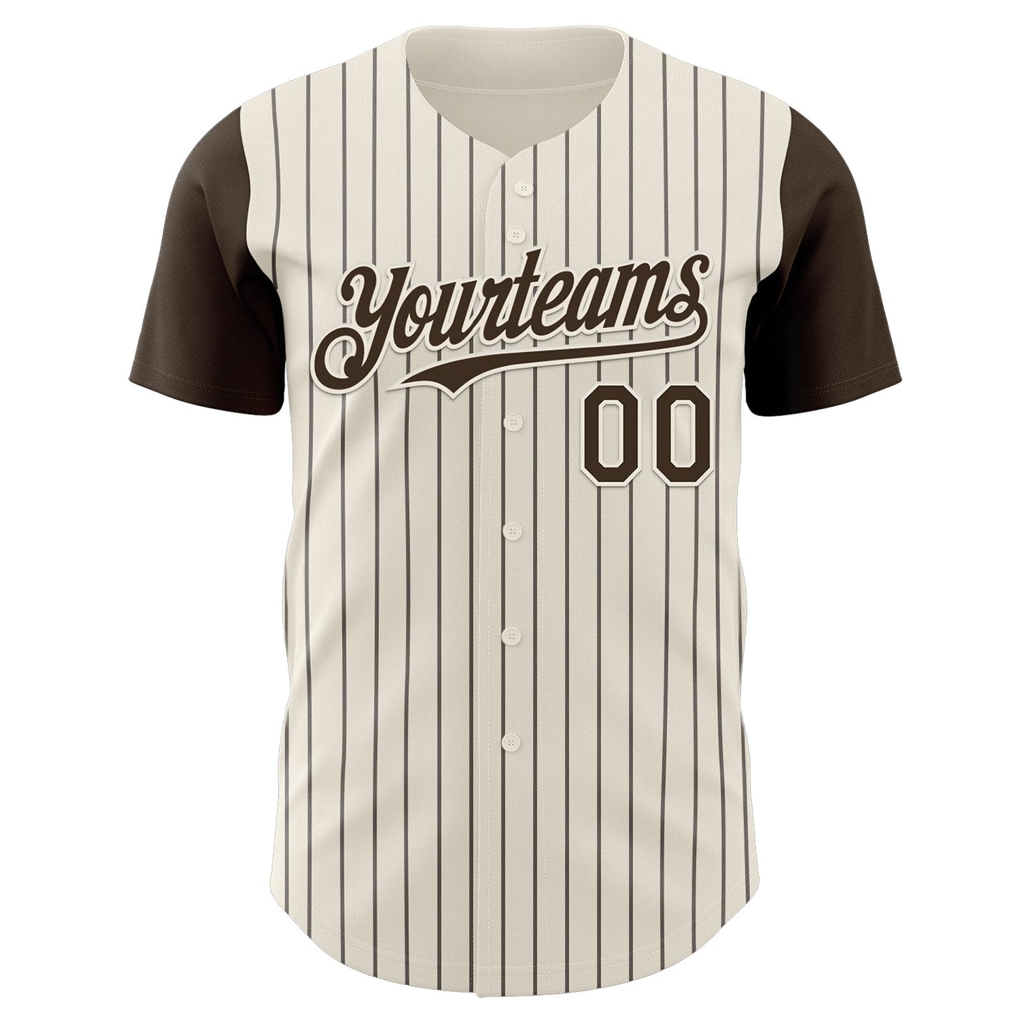 Custom Cream Brown Pinstripe Brown Authentic Two Tone Baseball Jersey