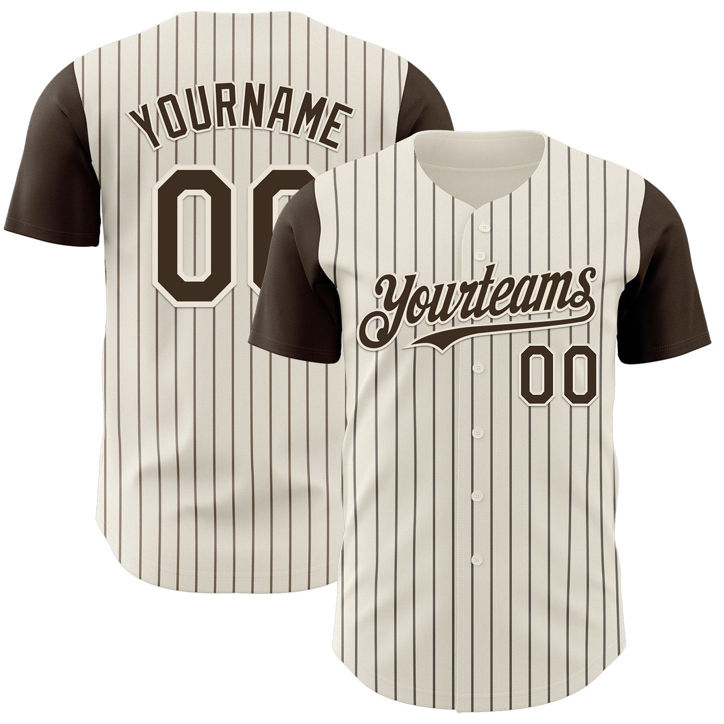 Custom Cream Brown Pinstripe Brown Authentic Two Tone Baseball Jersey