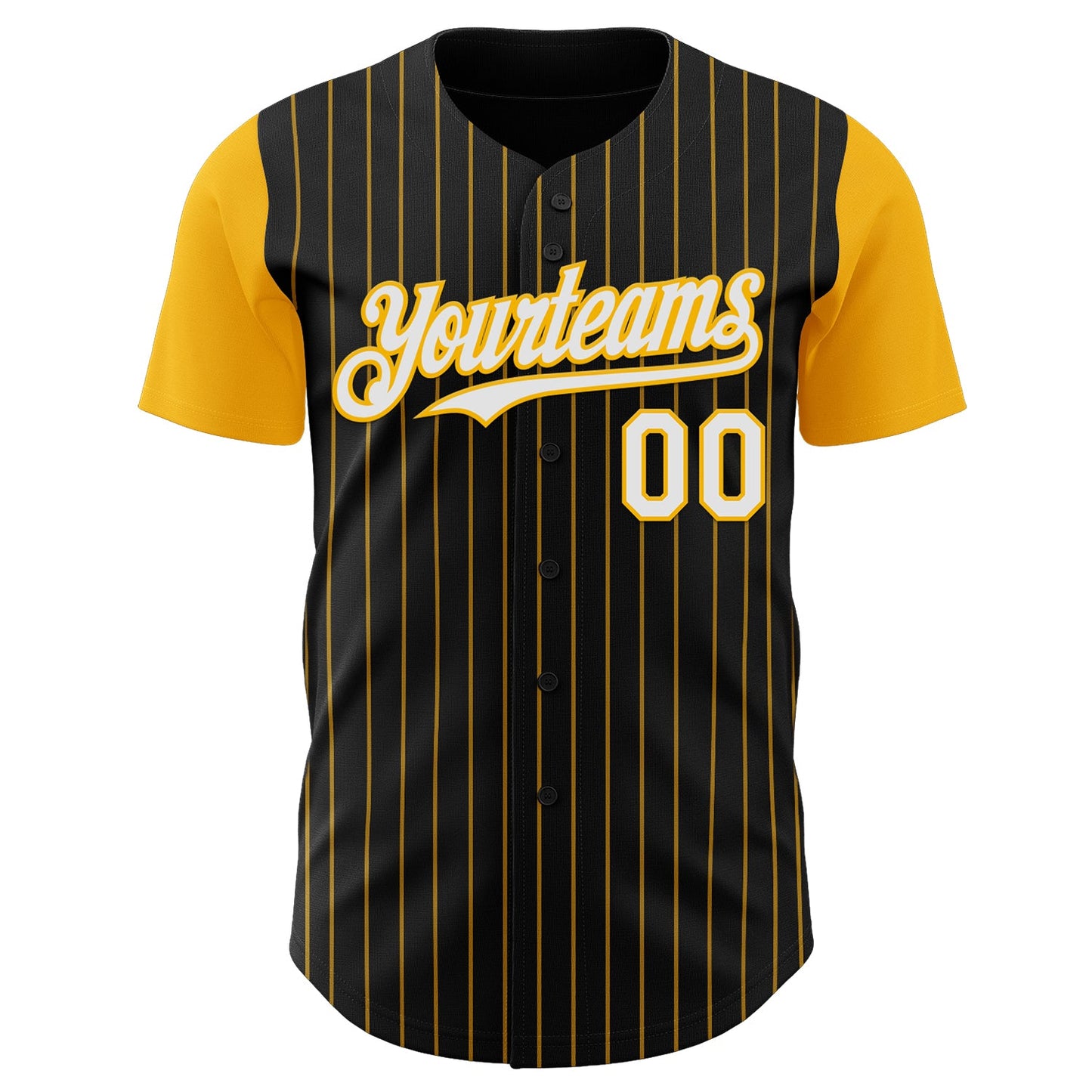Custom Black Gold Pinstripe White Authentic Two Tone Baseball Jersey