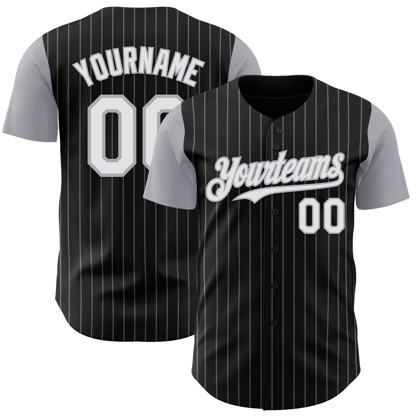 Custom Black Gray Pinstripe White Authentic Two Tone Baseball Jersey