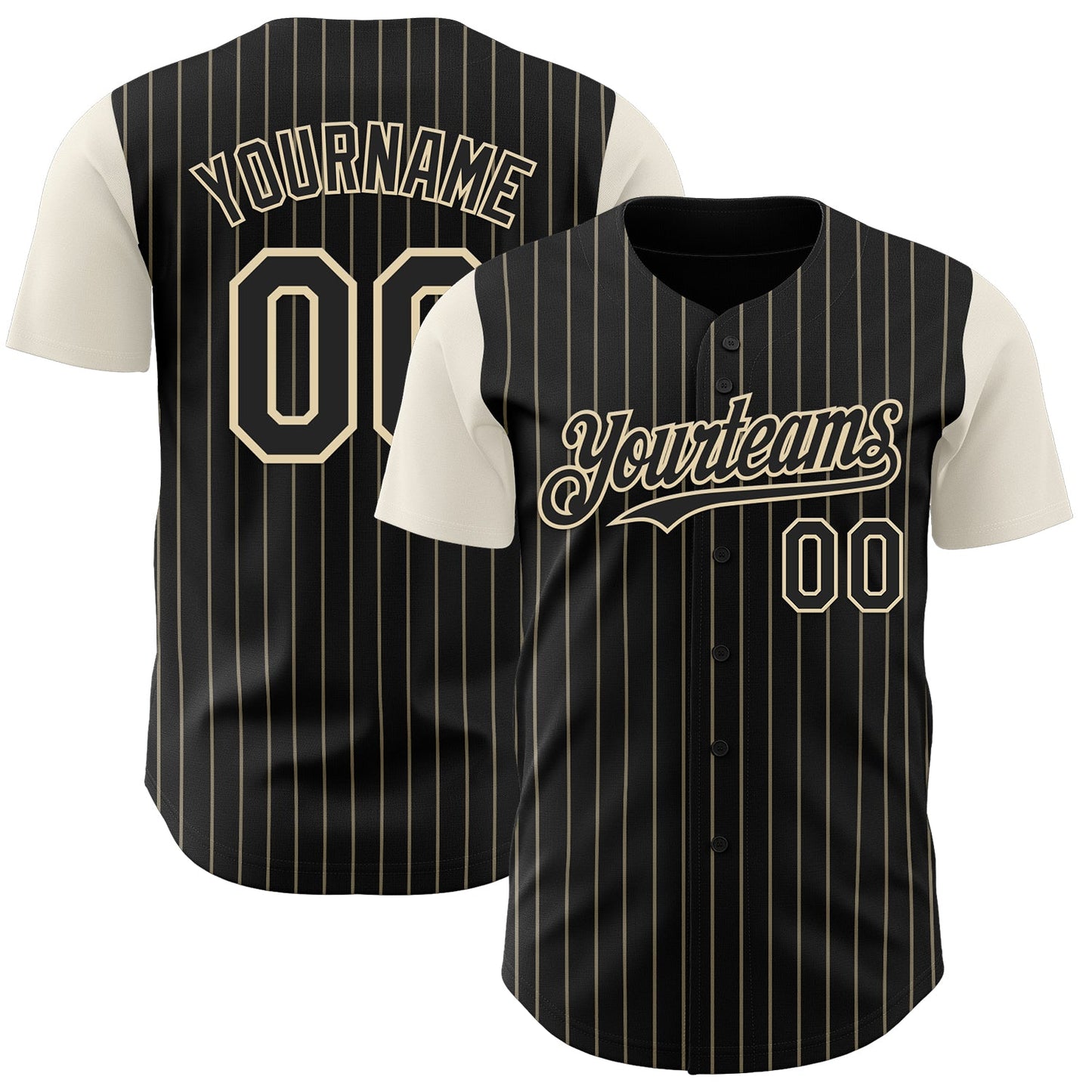 Custom Black Cream Pinstripe Cream Authentic Two Tone Baseball Jersey