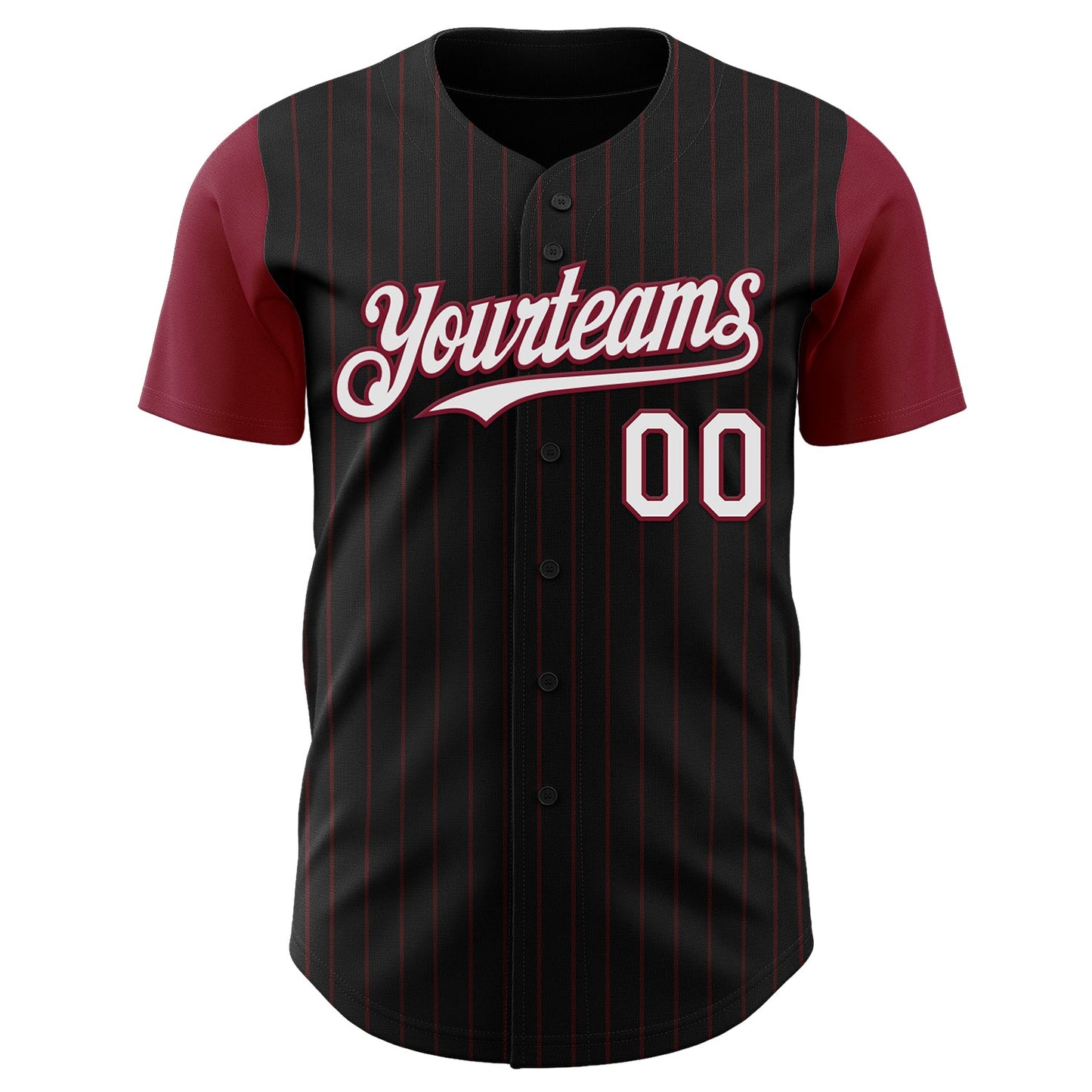 Custom Black Crimson Pinstripe White Authentic Two Tone Baseball Jersey