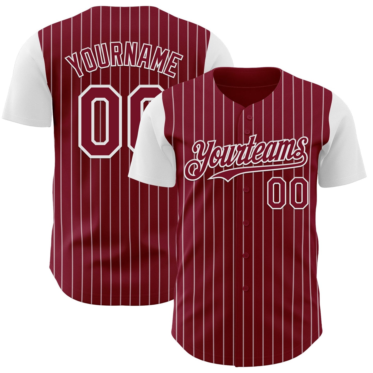 Custom Crimson White Pinstripe White Authentic Two Tone Baseball Jersey