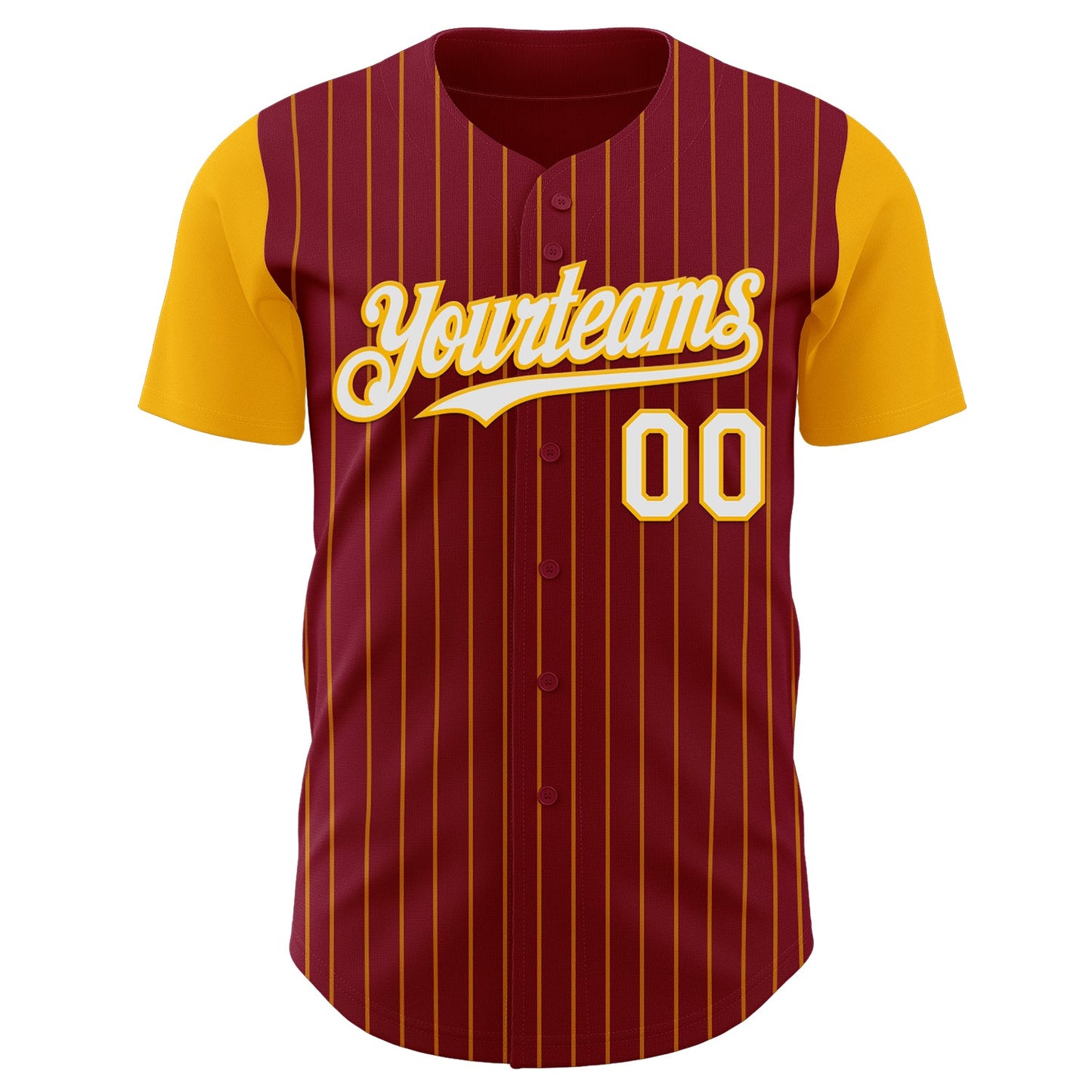 Custom Crimson Gold Pinstripe White Authentic Two Tone Baseball Jersey