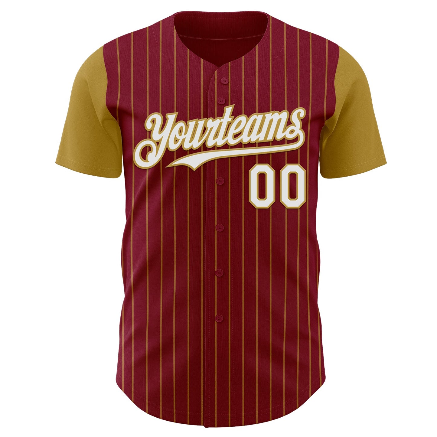 Custom Crimson Old Gold Pinstripe White Authentic Two Tone Baseball Jersey