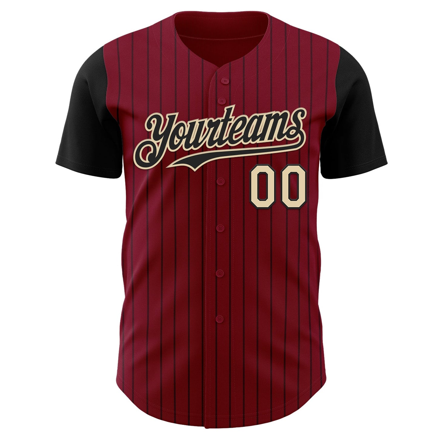Custom Crimson Black Pinstripe Cream Authentic Two Tone Baseball Jersey