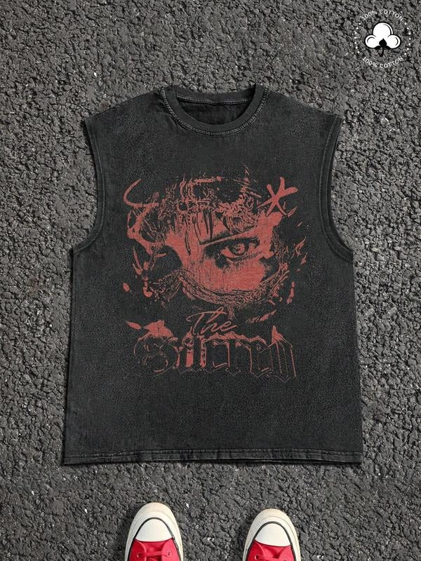 Unisex's Skull Print Graphic Tank Top, Men's Casual Sleeveless Top for Summer, Men's Clothes for Daily Wear, Socks, Cotton