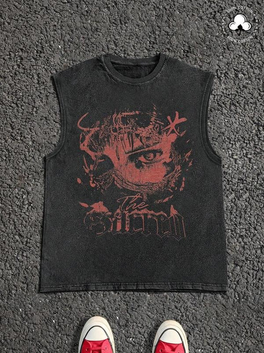 Unisex's Skull Print Graphic Tank Top, Men's Casual Sleeveless Top for Summer, Men's Clothes for Daily Wear, Socks, Cotton