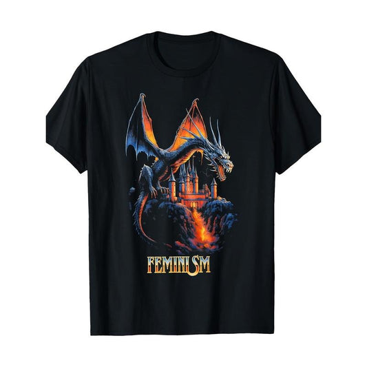 Vintage-Inspired Dragon Graphic Tee for Men - 100% Cotton, Short Sleeve, Crew Neck T-Shirt with Geometric Design Made in USA
