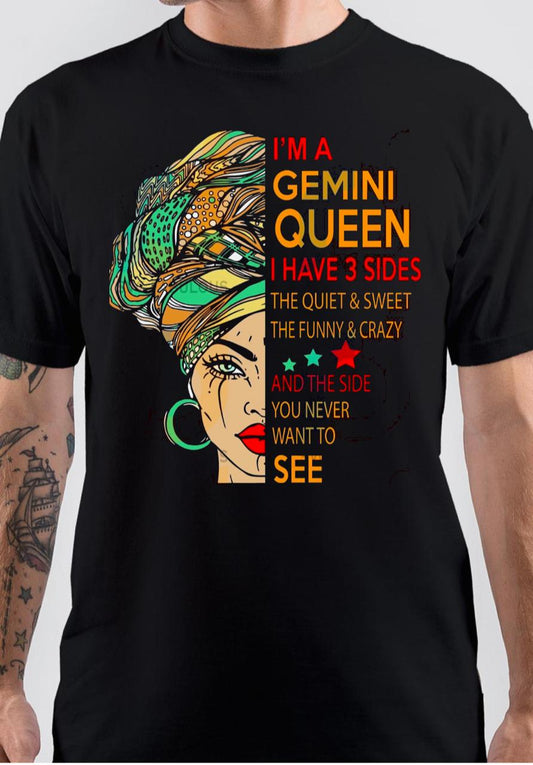 I am Gemini Queen Black T-Shirt