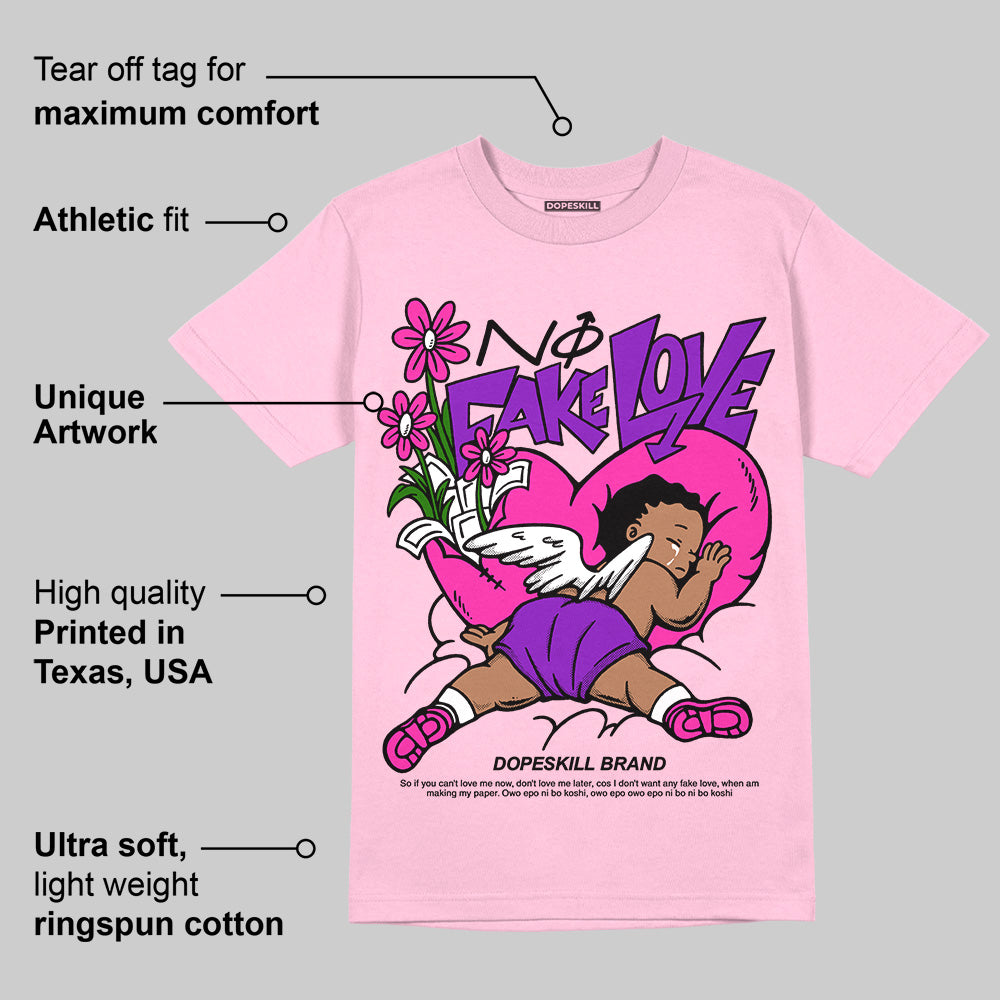 Max 1 Valentine's Day 2025 in Pink DopeSkill Pink T-Shirt No Fake Love Graphic