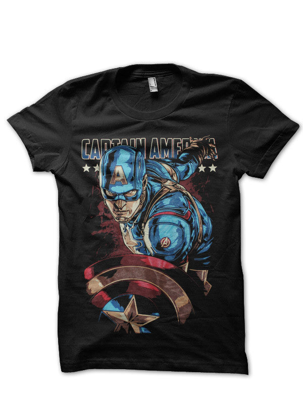 Captain America Steve Rogers Black T-Shirt