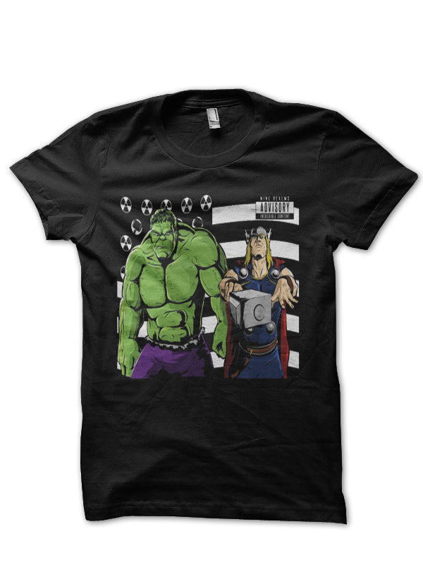 Bombs Over Asgard Black Half Sleeve T-Shirt