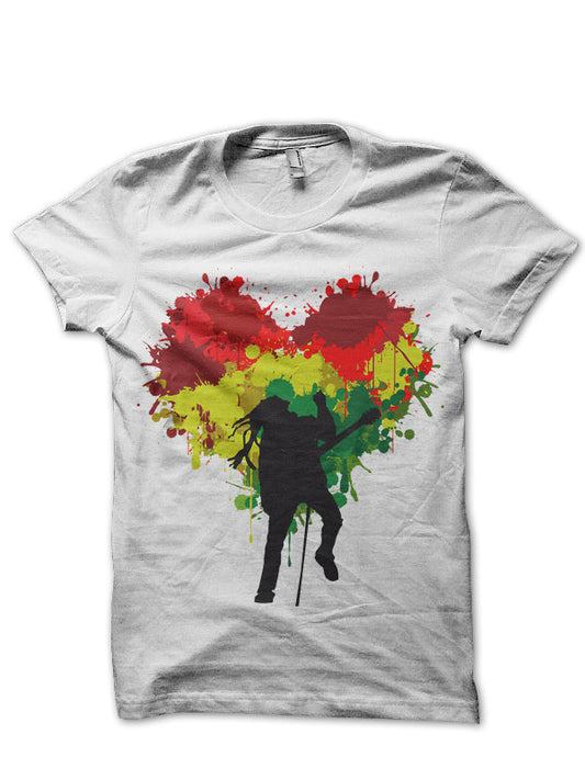 Dreadlock Rasta Heart White T-Shirt
