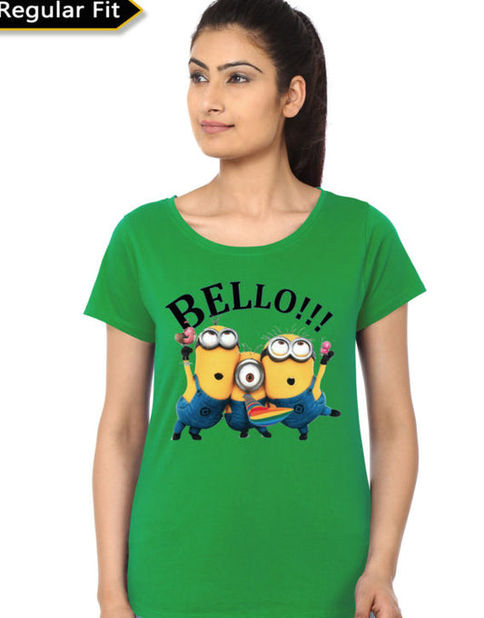 Bello Minionn Girlâ€™s Green T-Shirt