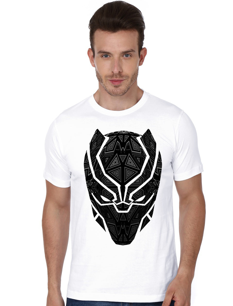 Black Panther Geometric Mask White T-Shirt