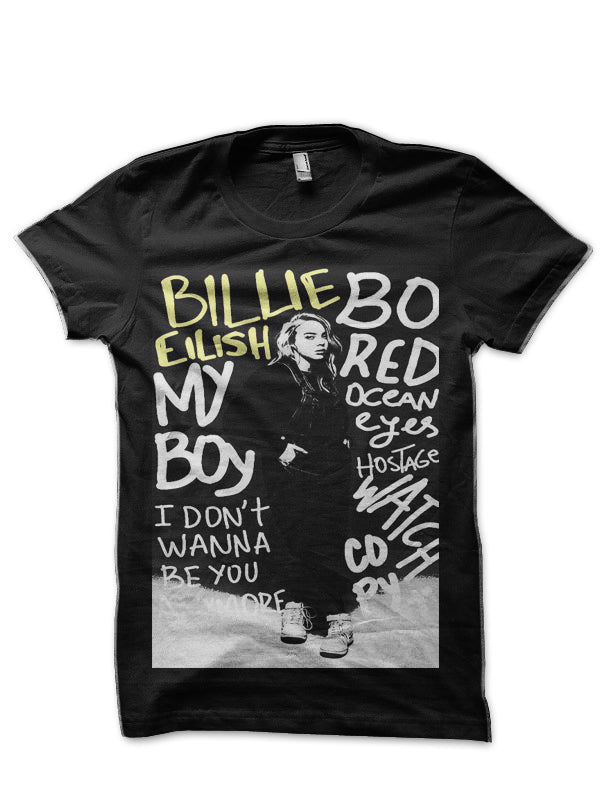 Billie Eilish Half Sleeve Black T-Shirt Style001