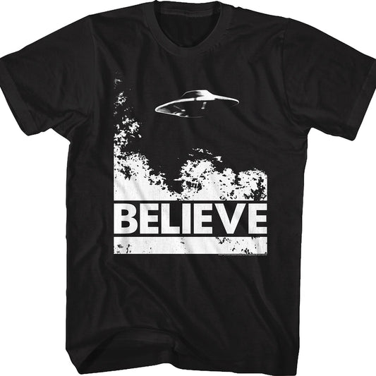 Black and White Believe Poster X-Files T-Shirt