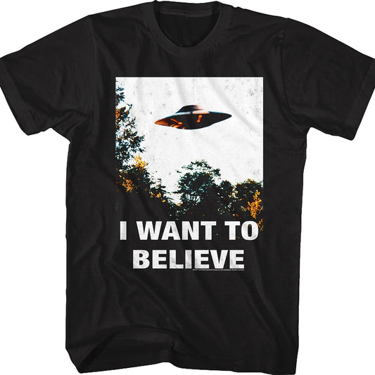 Black I Want To Believe Poster X-Files T-Shirt