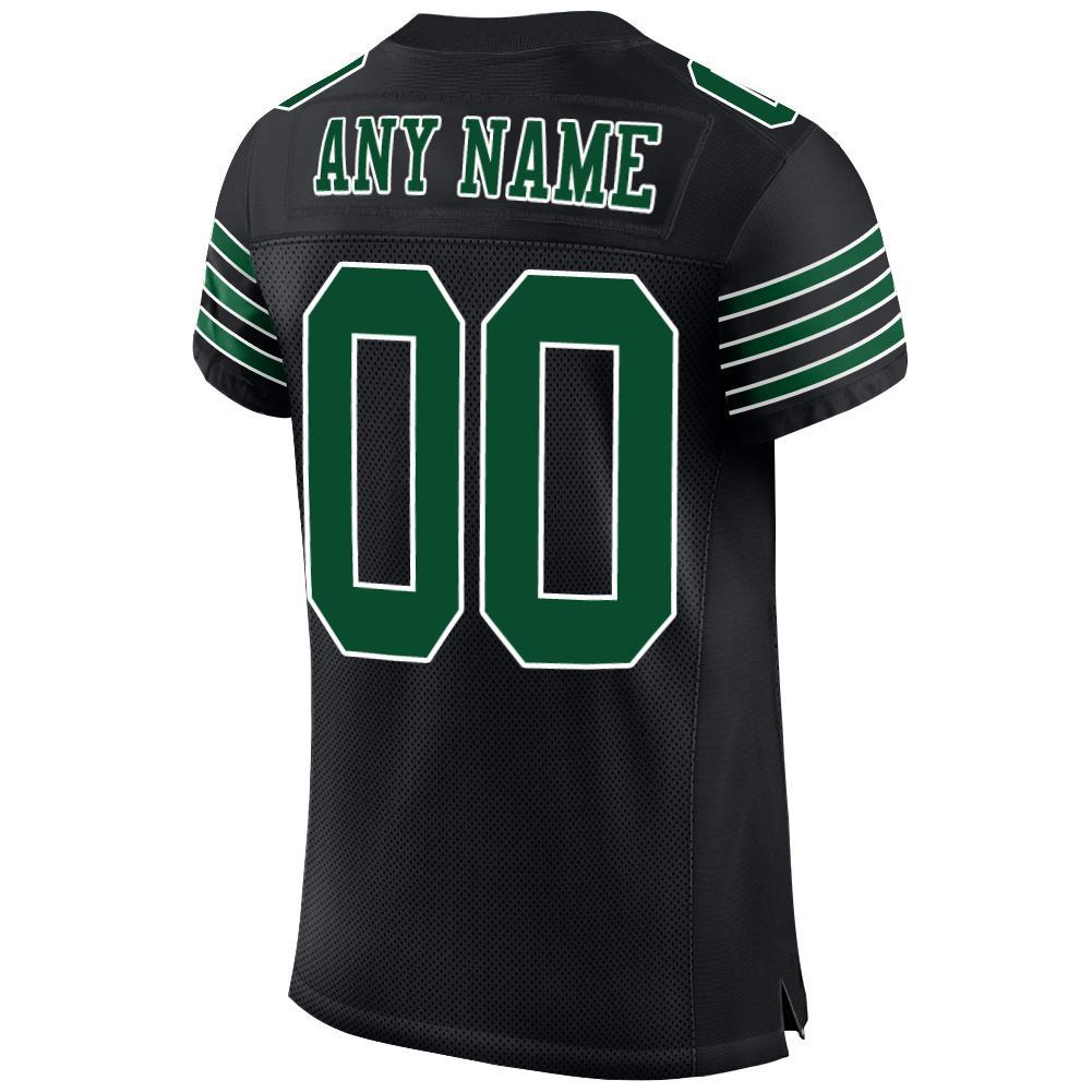 Custom Black Grass Green-White Mesh Authentic Football Jersey