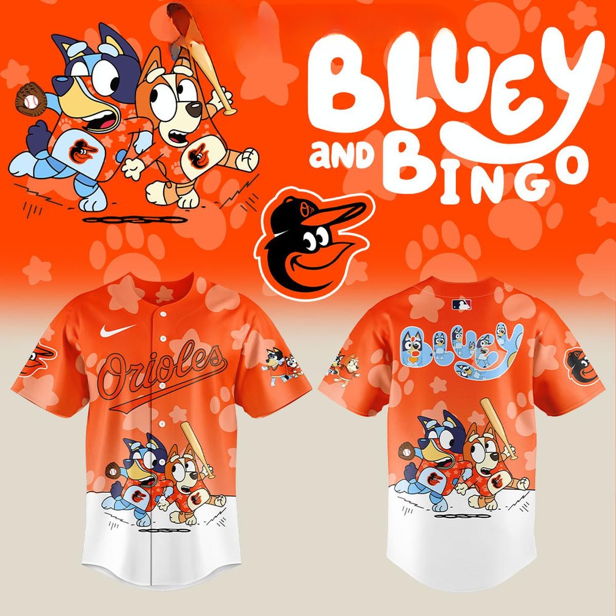 Bluey And Bingo Support Baltimore Orioles MLB Baseball Jersey