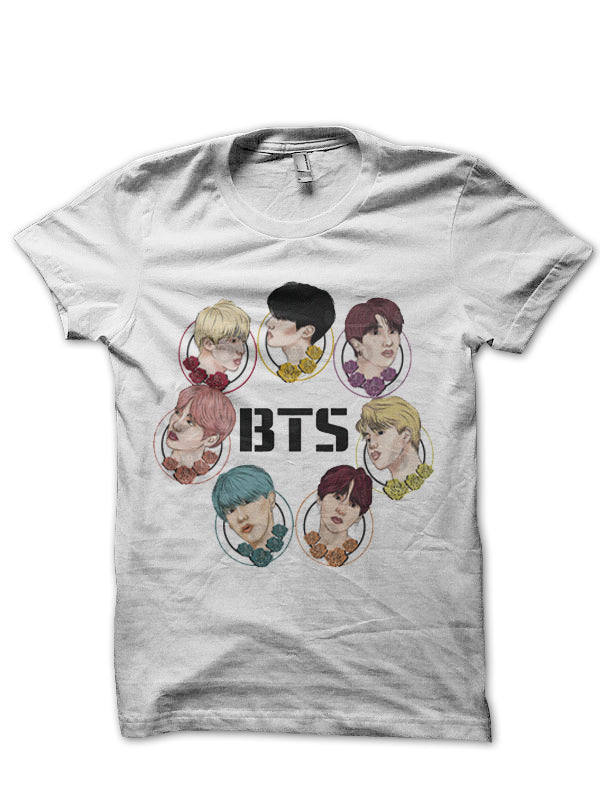 Bts Half Sleeve White T-Shirt Style001