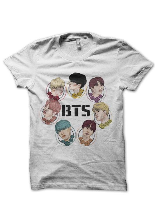 Bts Half Sleeve White T-Shirt Style001
