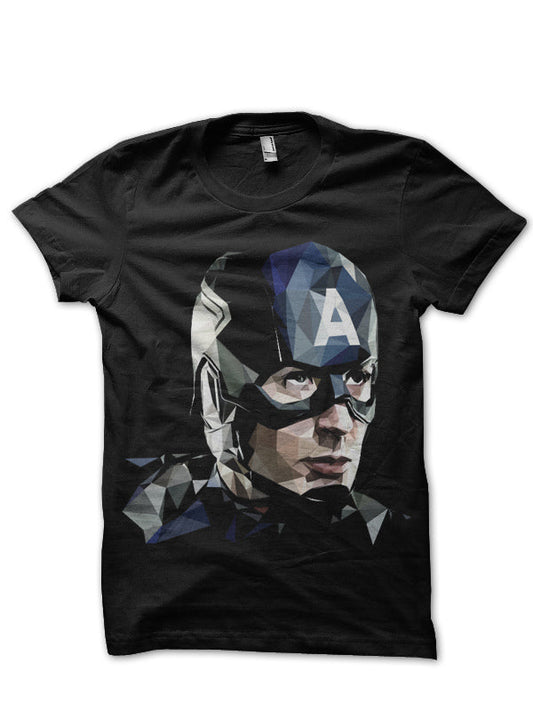 Captain America Black Tee Style001