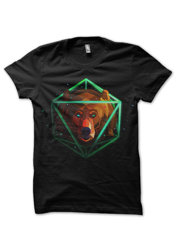 Caged Bear Abstract Black T-Shirt