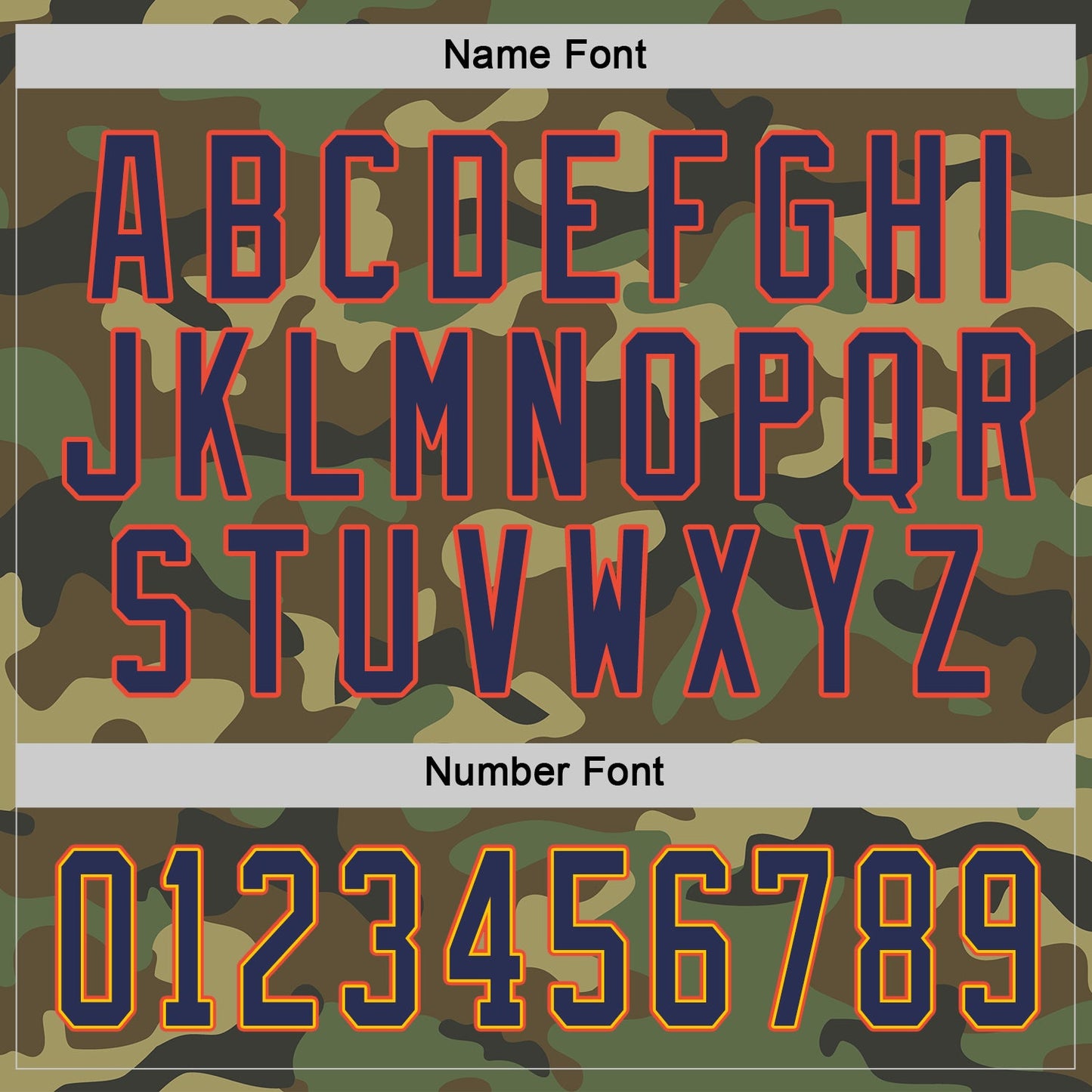 Custom Camo Navy-Orange Salute To Service Hockey Jersey