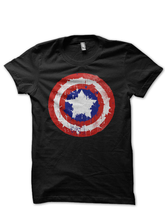 Captain America Black Tee Style004
