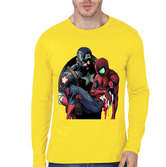 Captain America With Spidey Yellow Full Sleeve TEe
