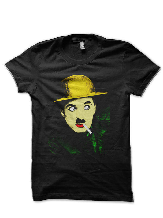 Charlie Chaplin Pop Art Black T-Shirt