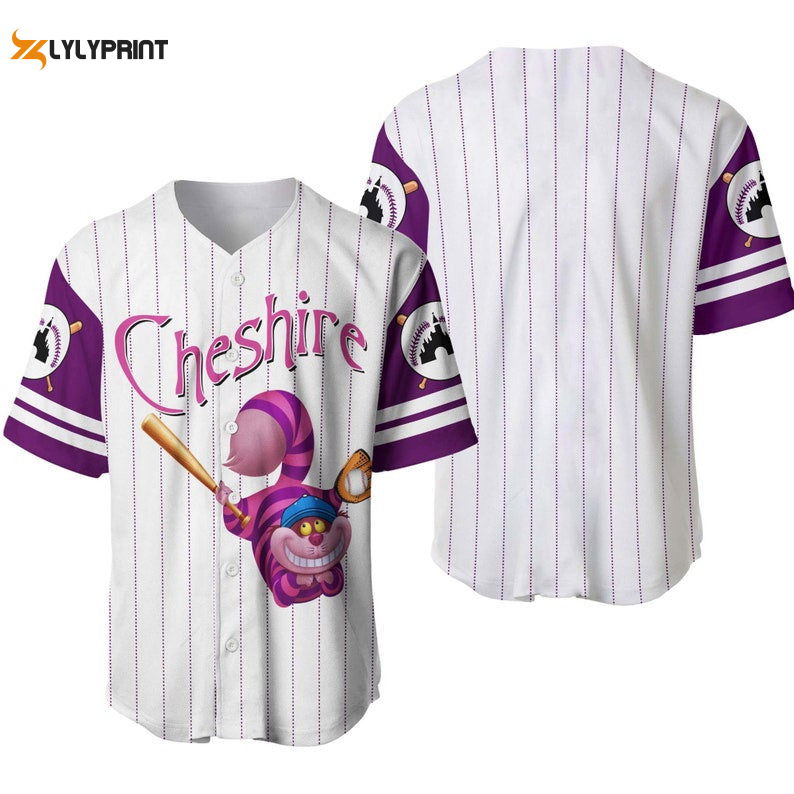 Cheshire Cat Disney All Over Print Pinstripe Baseball Jersey - lylyprint.com