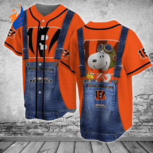 Cincinnati Bengals Snoopy NFL Baseball Jersey Shirt - Gift for Women Men - Bafud