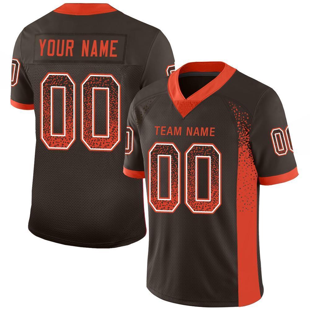 Custom Brown Orange-White Drift Fashion Football Jersey