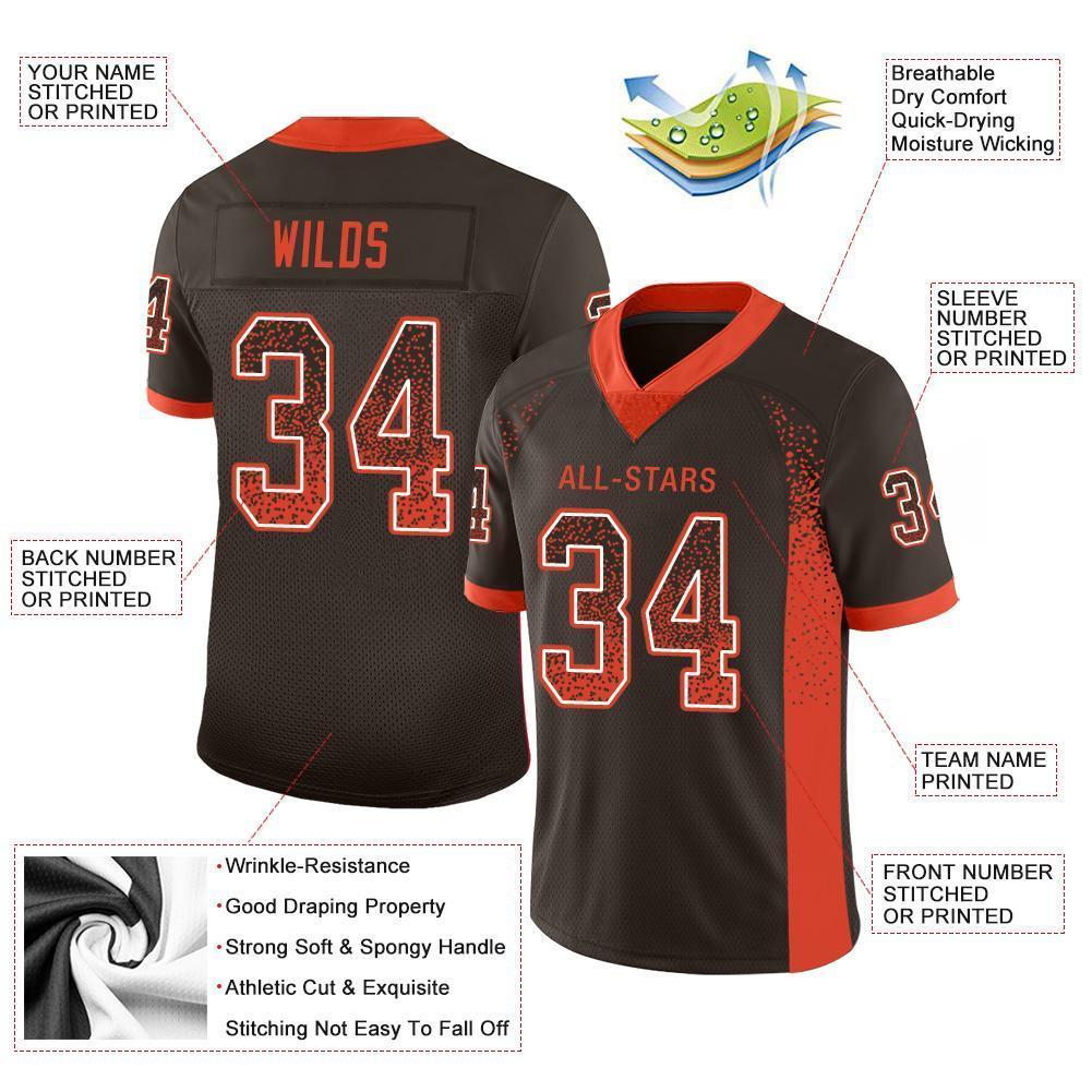 Custom Brown Orange-White Drift Fashion Football Jersey