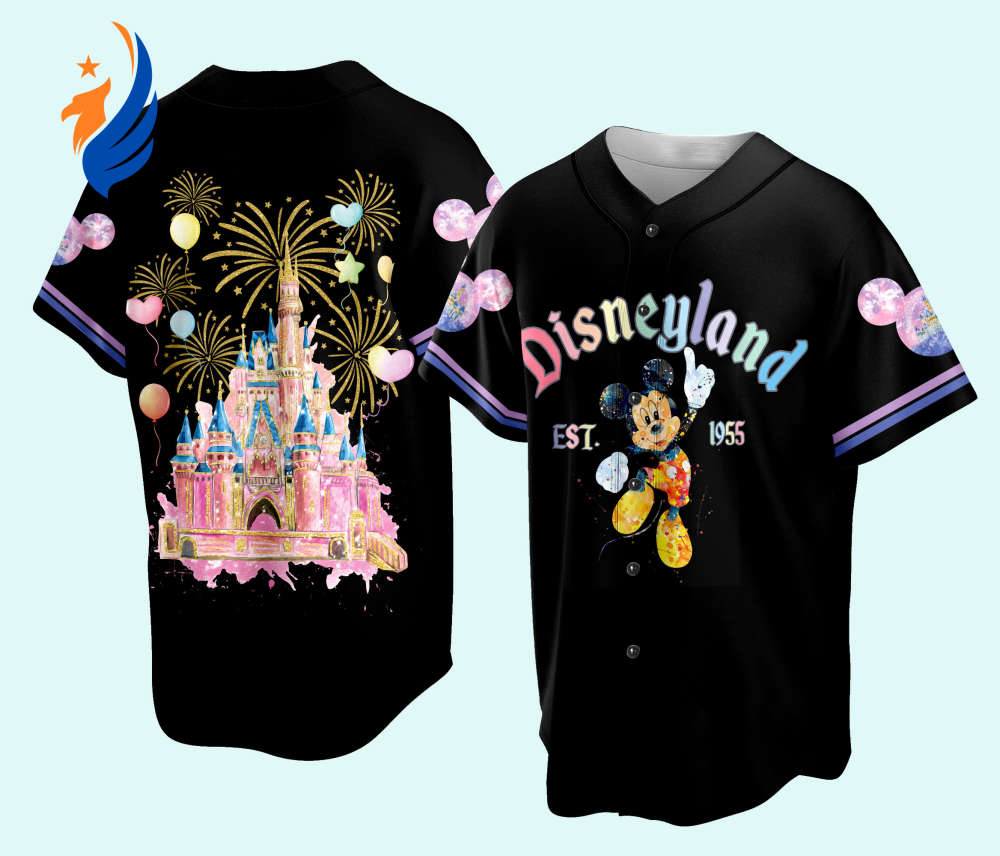 Disneyland Baseball Jersey: Mickey Head Family Vacation Trip Perfect for Baseball Lovers at Magic Kingdom WDW - Bafud