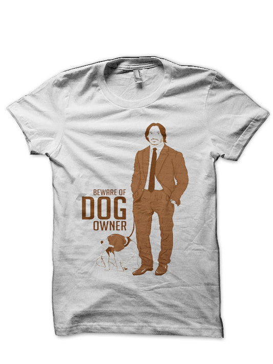 Beware of Dog Owner White T-Shirt