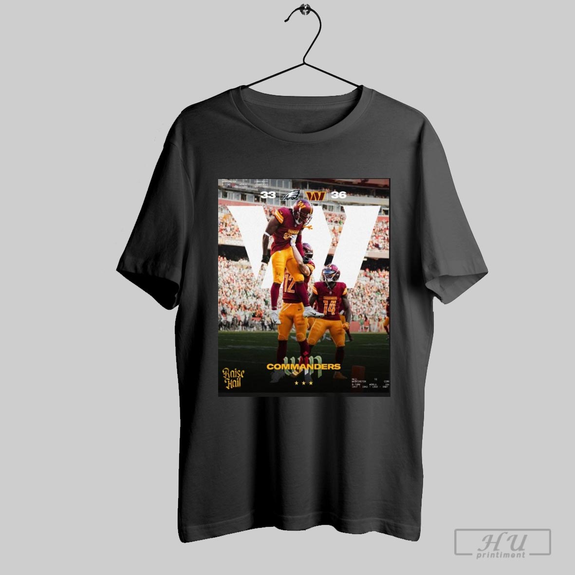 Washington Commanders Win 36 33 Philadelphia Eagles Nfl Final Score Raise Hall Signature Poster