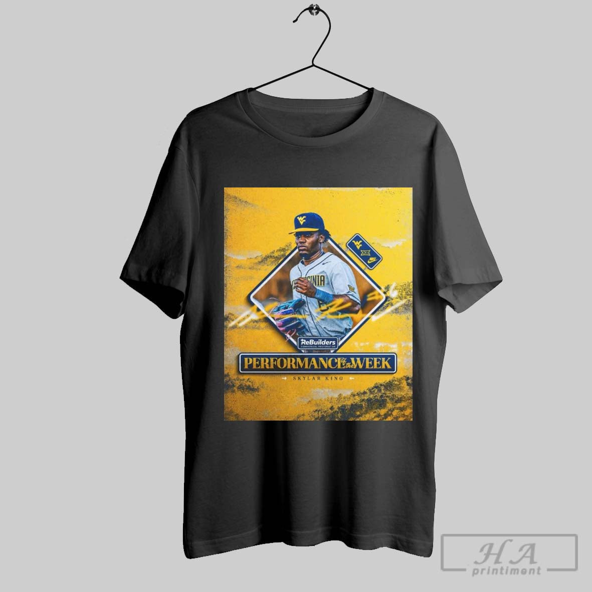 West Virginia Mountaineers Baseball Skylar King Performance Of The Week Rebuilders Commercial Restoration Poster T Shirt