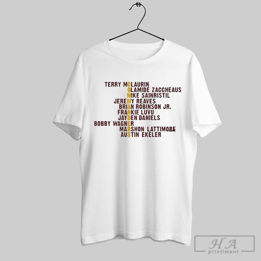 Washington Commanders Player Names Terry Mclaurin Olamide Zaccheaus Mike Sainristil Jeremy Reaves Brian Robinson Jr T Shirt