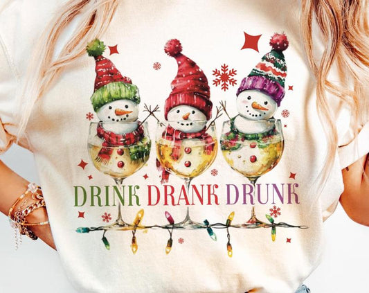Drink Drank Drunk Shirt, Christmas Lights Shirt, Christmas Shirt, Funny Christmas Shirt, Christmas Shirt, Snowman Shirt, Shirt Files, Winter Shirt